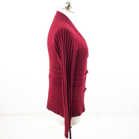 Shanghai Tang L Cashmere Silk Cardigan Sweater Red - Picture 6 of 10